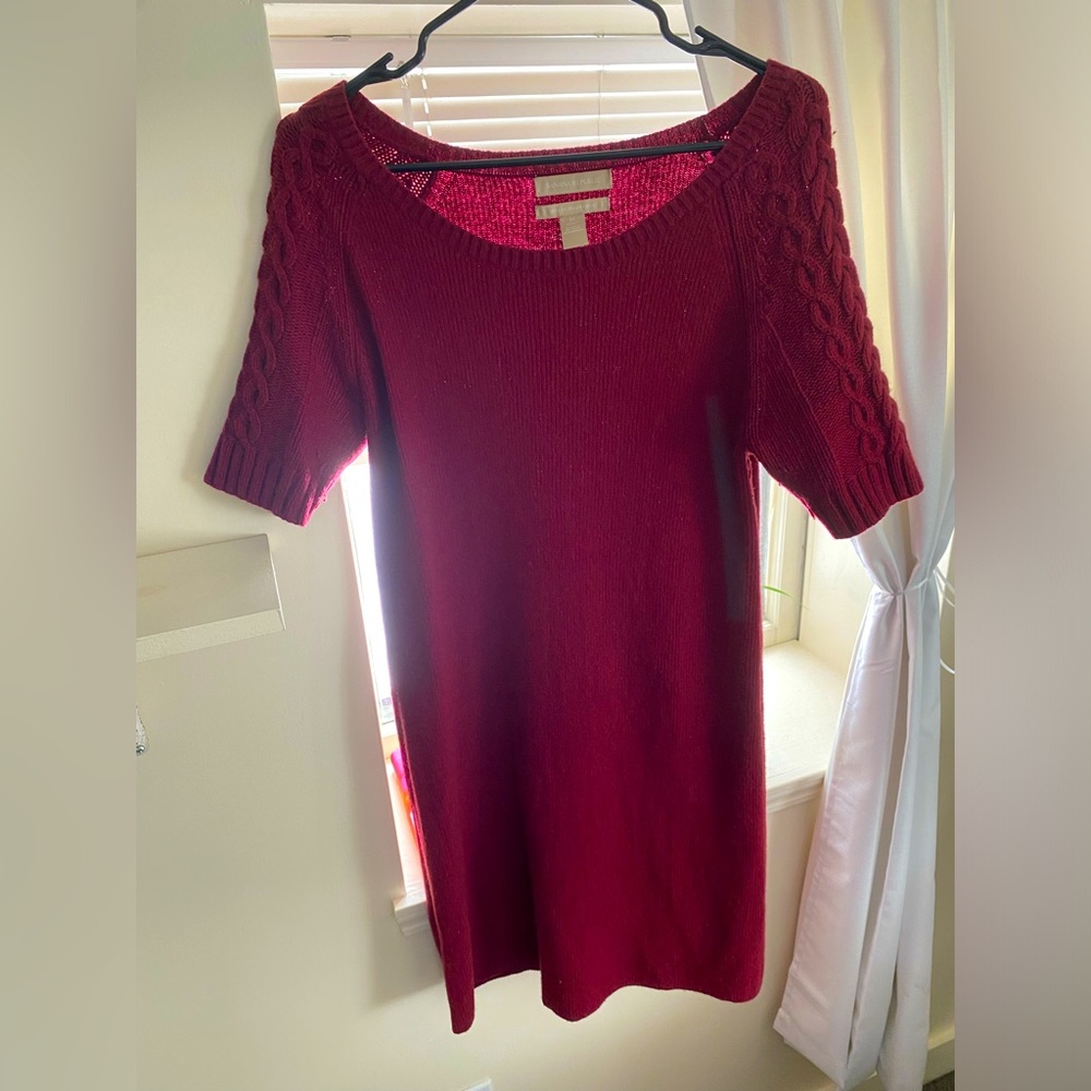 Short sleeve, maroon,  sweater dress from banana republic